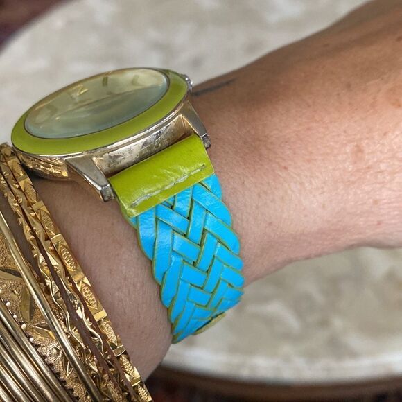 Vintage Isaac Mizrahi Live Wristwatch Braided Leather Strap - Picture 2 of 11